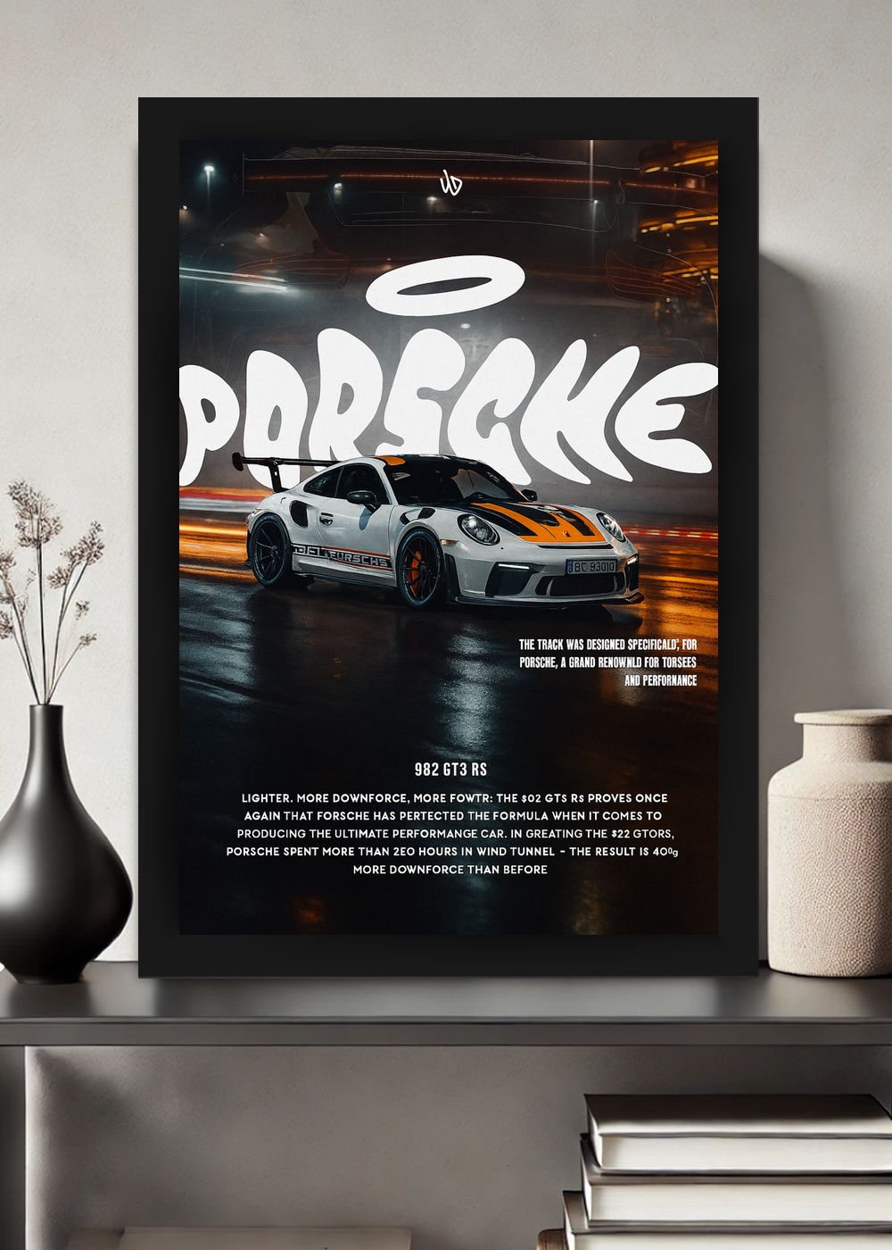 Quadro Decorativo Porsche 992 GT3 RS Com Vidro