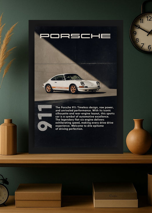 Quadro Decorativo Porsche 911 Atemporal - Com Vidro