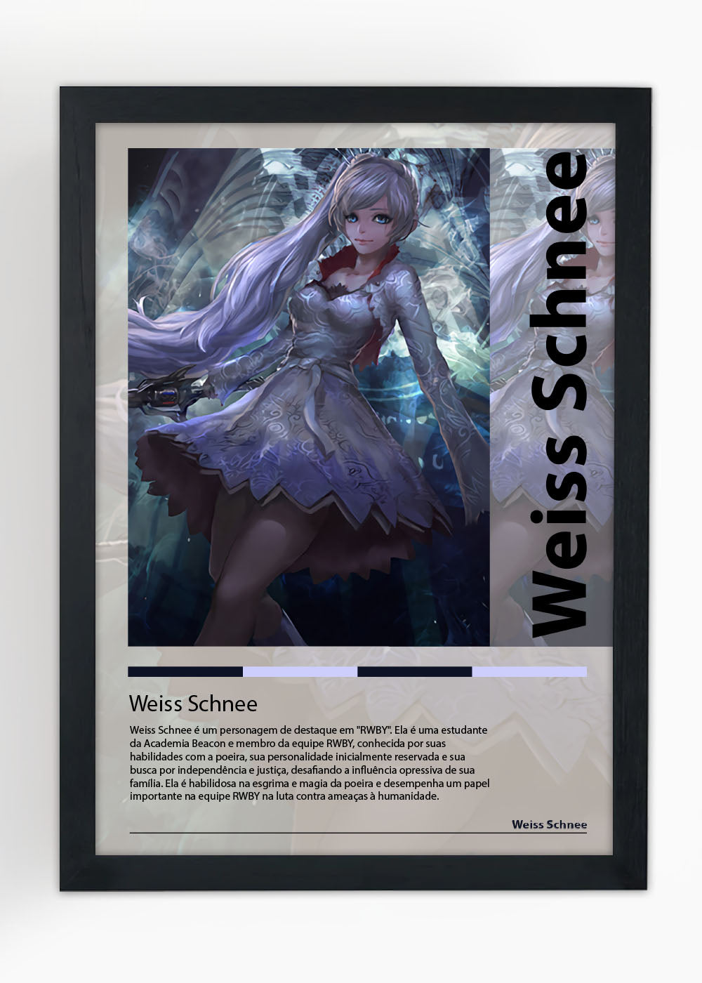 Quadro Decorativo Weiss Schnee - RWBY - Com vidro
