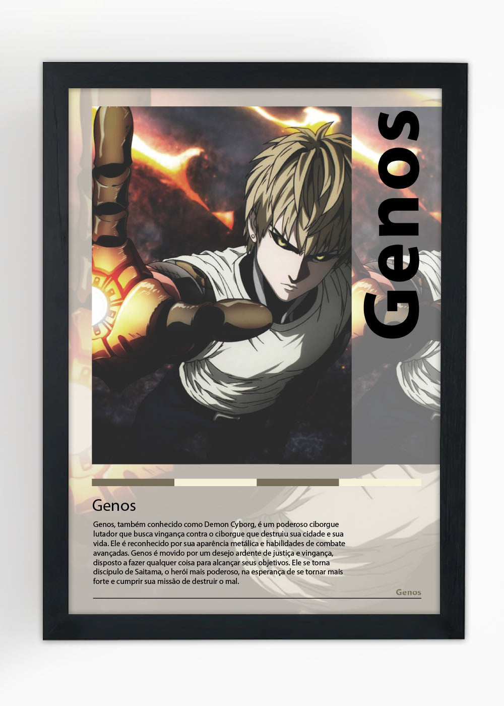 Quadro Decorativo Genos - One-Punch Man - Com vidro