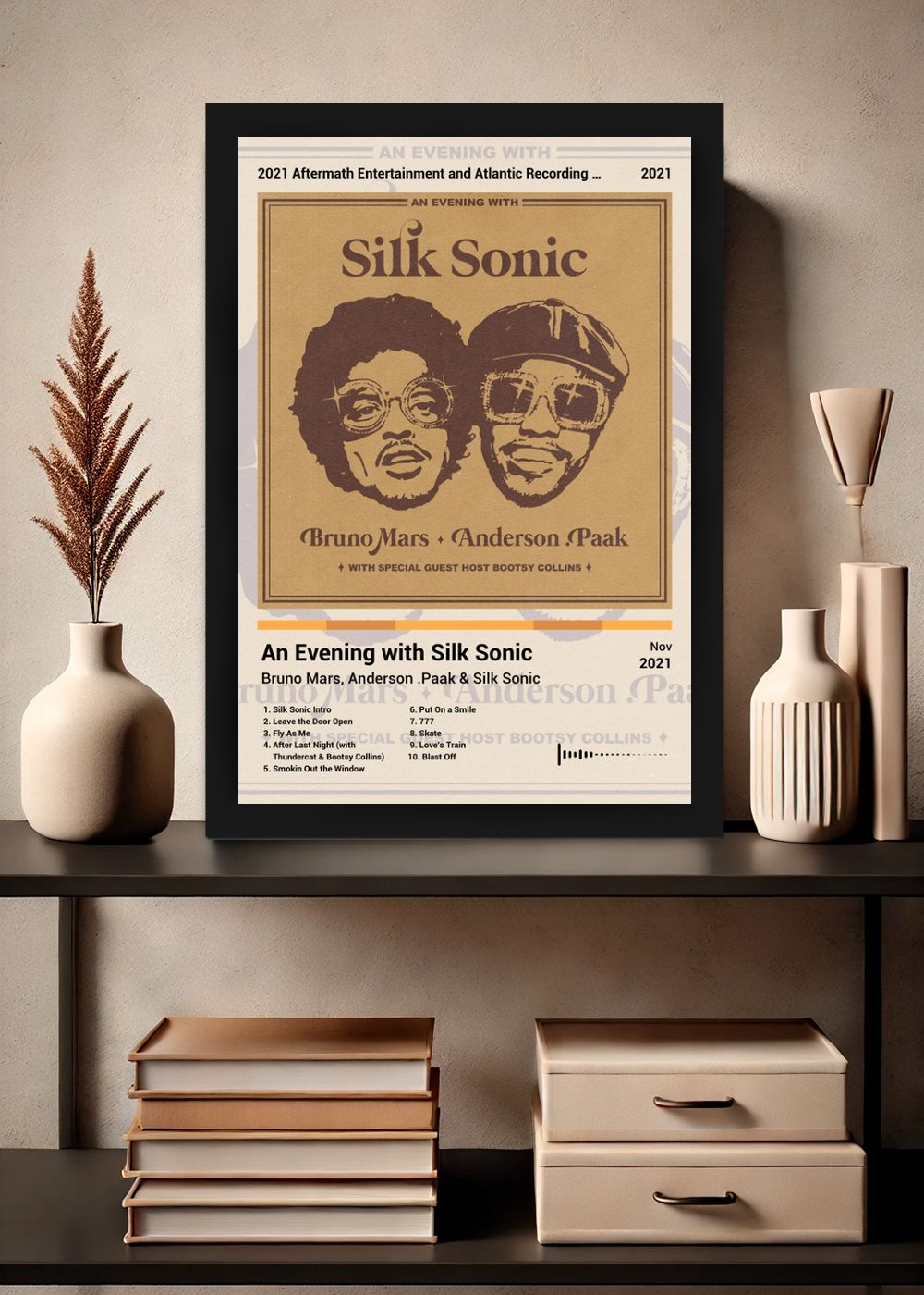 Quadro Bruno Mars An Evening with Silk ... (Light) Com Vidro