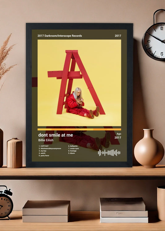 Quadro Billie Eilish dont smile at me (Dark) Com Vidro
