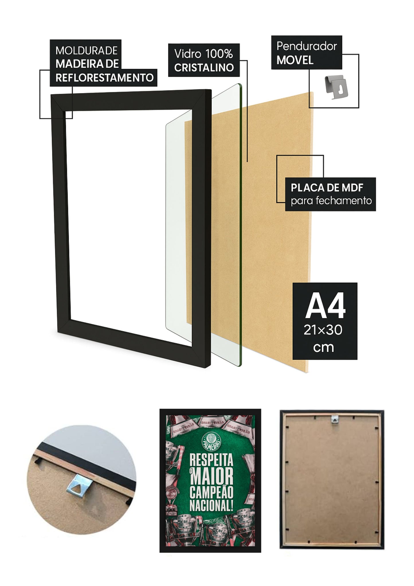 Quadro Com Vidro Palmeiras Respeita o Maior com Moldura