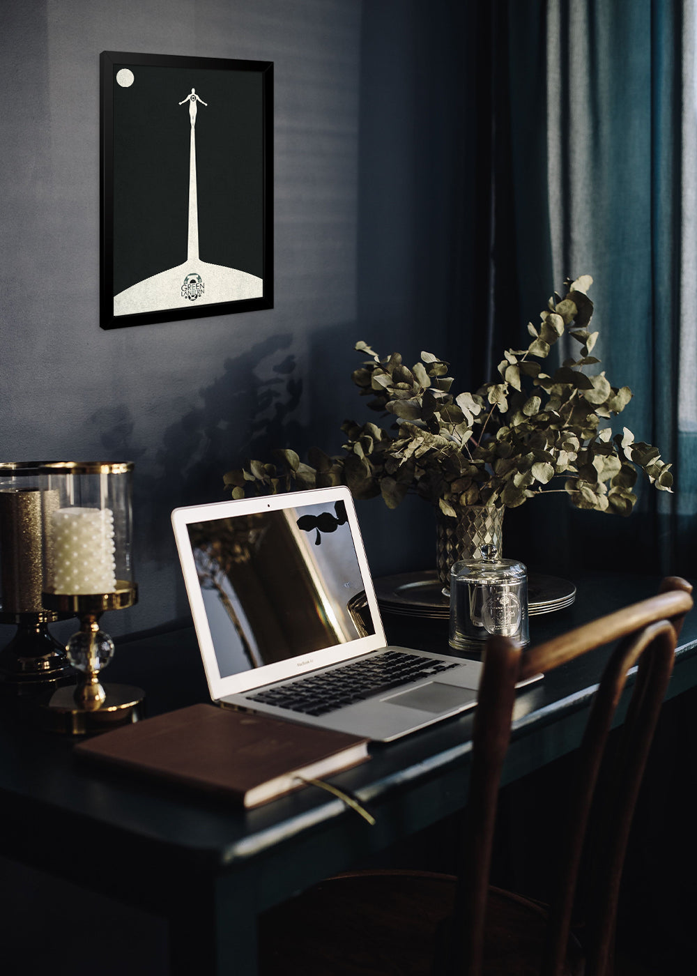 Quadro Decorativo Lanterna verde - Com vidro