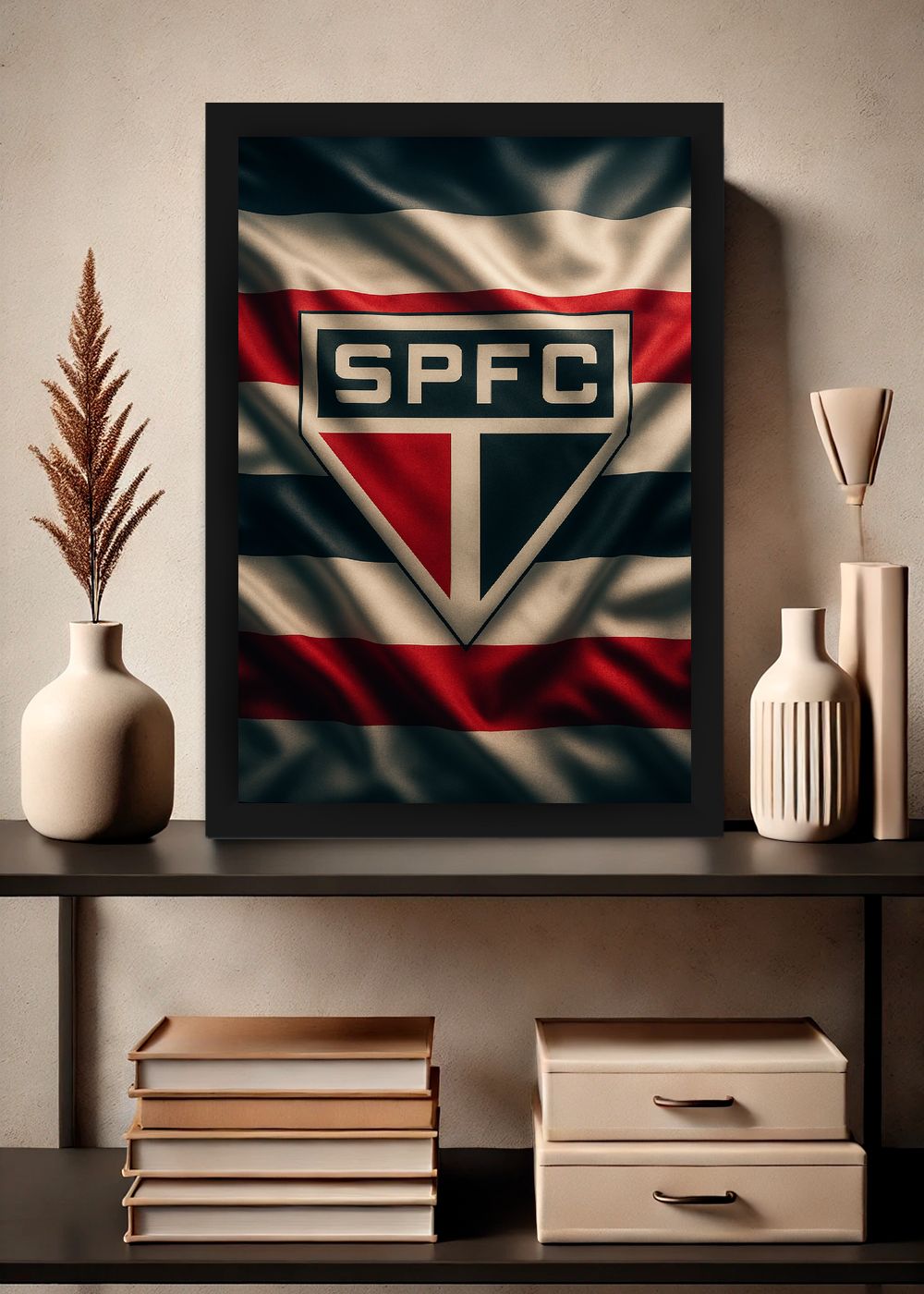 Quadro SPFC Tricolor São Paulo FC Com Vidro e Moldura