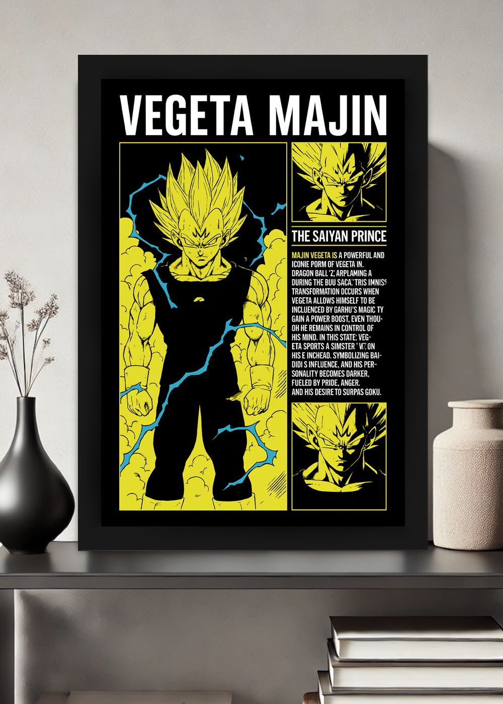 Quadro Decorativo Majin Vegeta o Príncipe Saiyajin Com Vidro