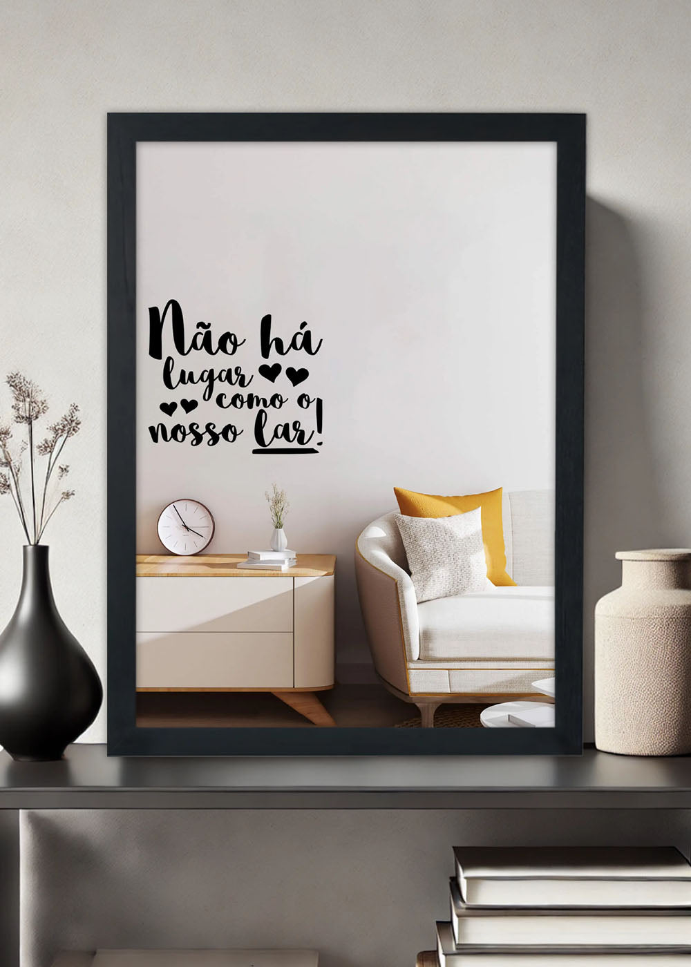 Quadro Decorativo Não ha lugares como o.... - Com vidro