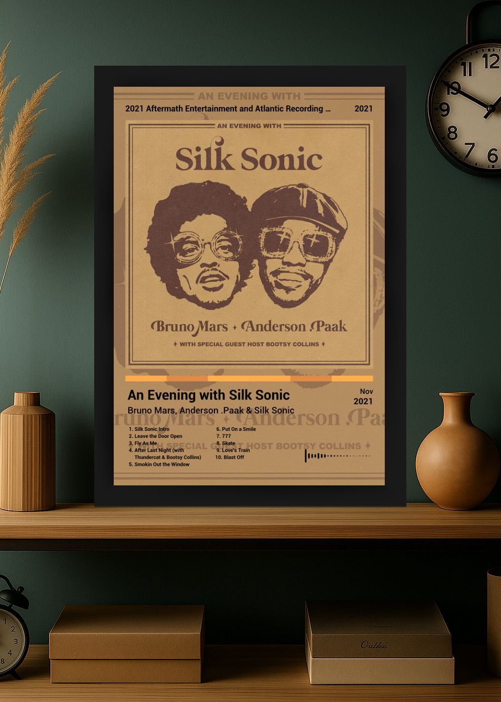 Quadro Bruno Mars An Evening with Sil... (Colored) Com Vidro