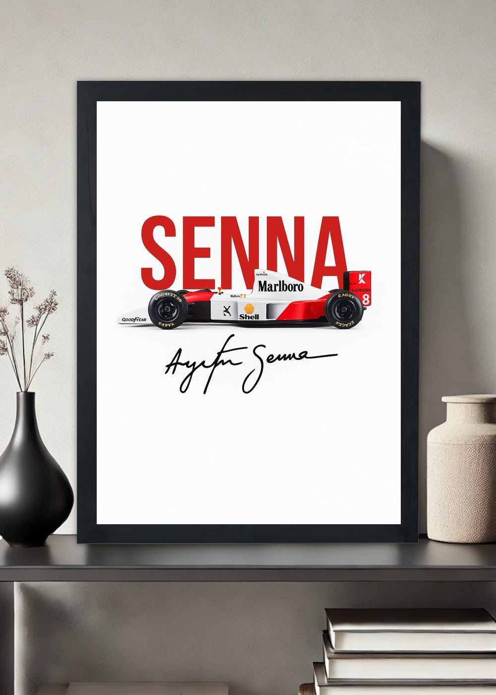 Quadro Decorativo Ayrton Senna McLaren F1 Com Vidro