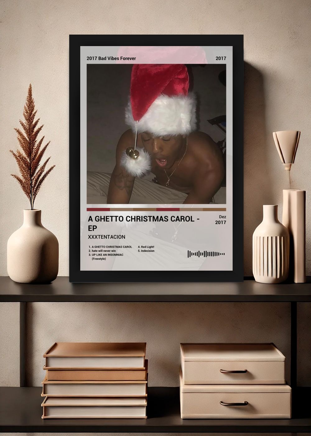 Quadro XXXTENTACION A GHETTO CHRISTMAS ... (Light) Com Vidro
