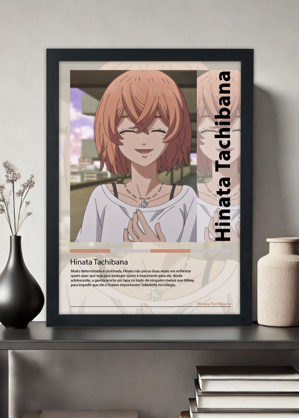 Quadro Decorativo Hinata Tachibana Tokyo Revengers Com vidro