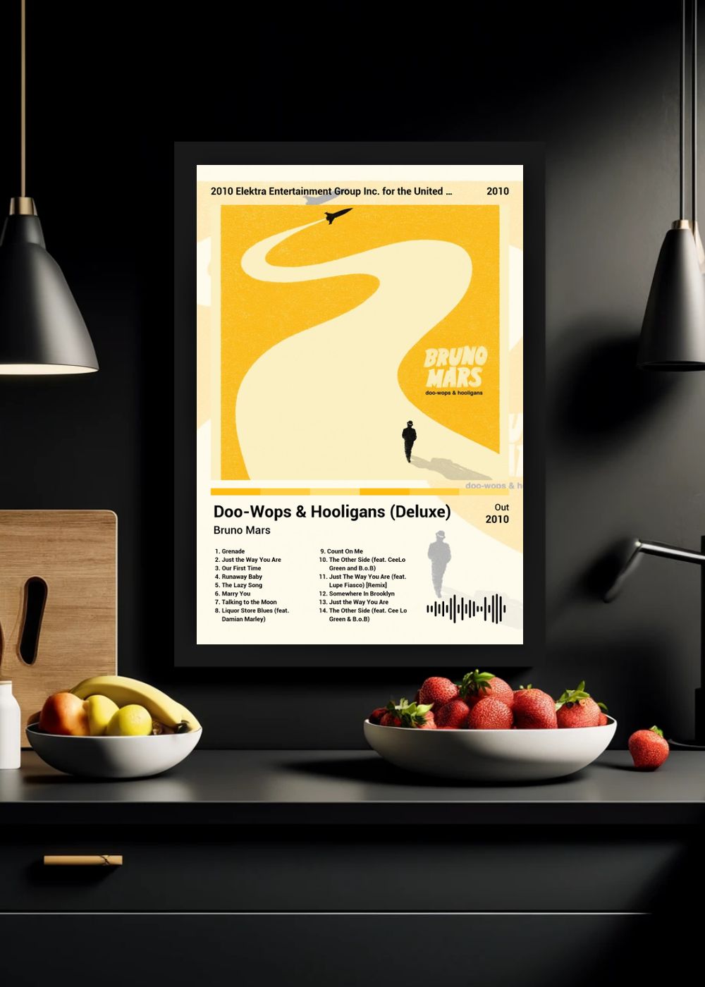 Quadro Bruno Mars DooWops & Hooligans (Light) Com Vidro