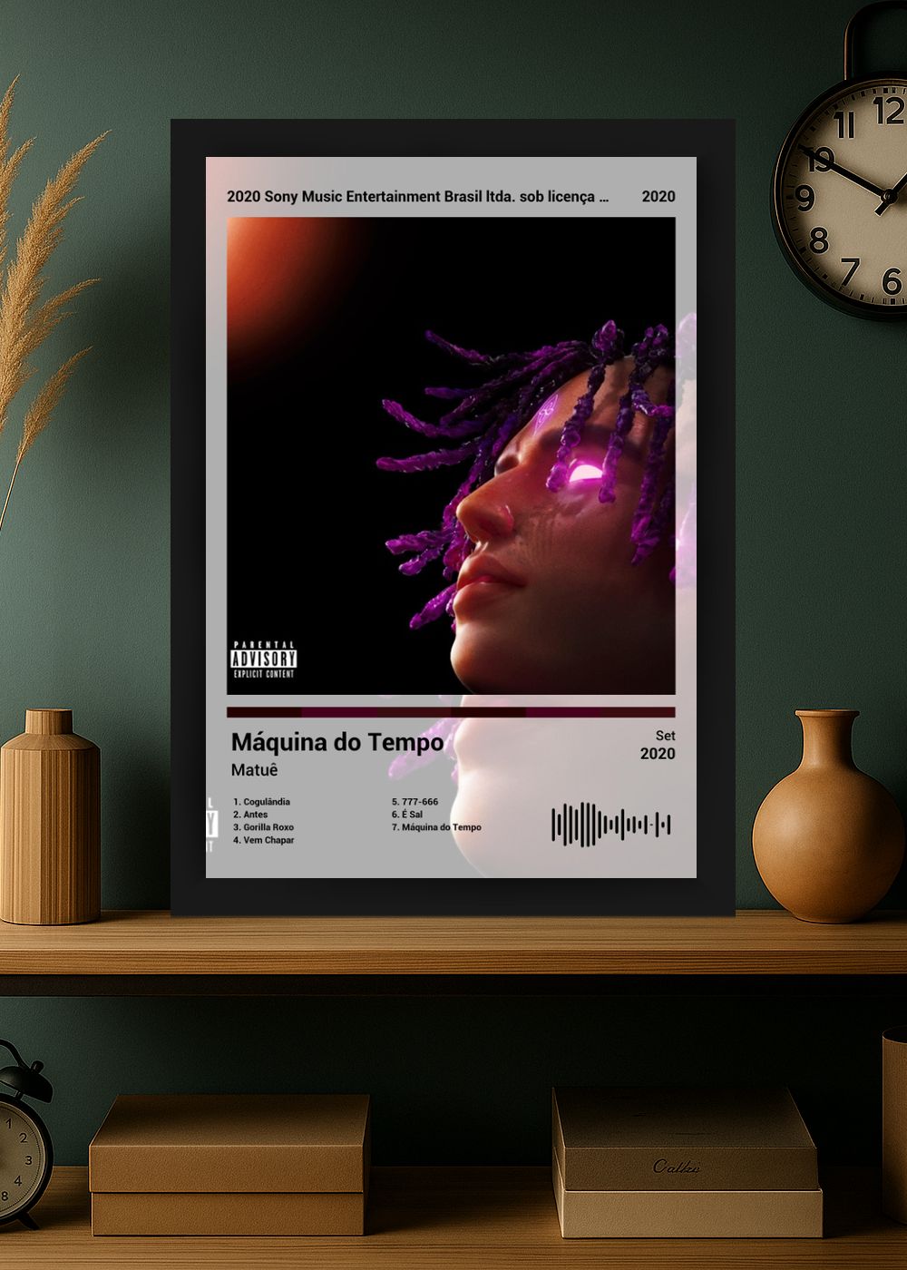 Quadro Decorativo Matuê Máquina do Tempo (Light) Com Vidro