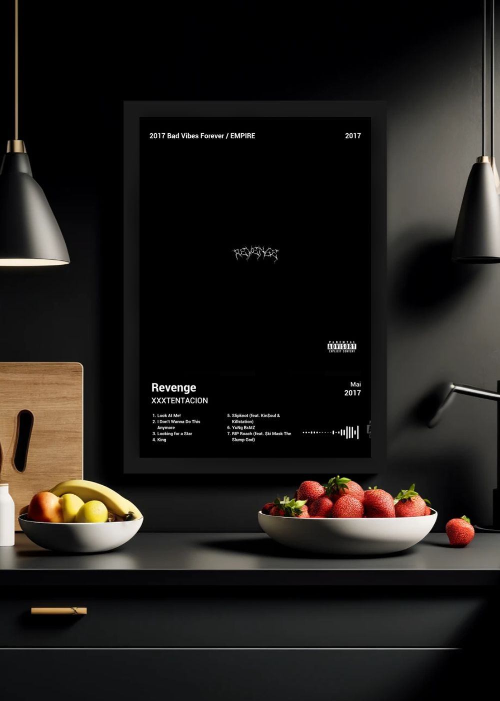 Quadro Decorativo XXXTENTACION Revenge (Dark) Com Vidro
