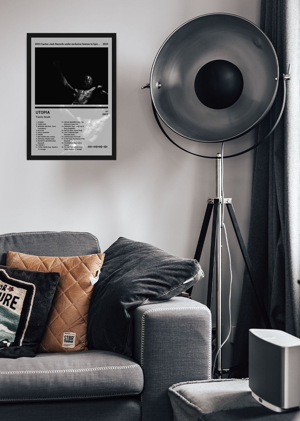 Quadro Travis Scott UTOPIA (Black&white) Com Vidro