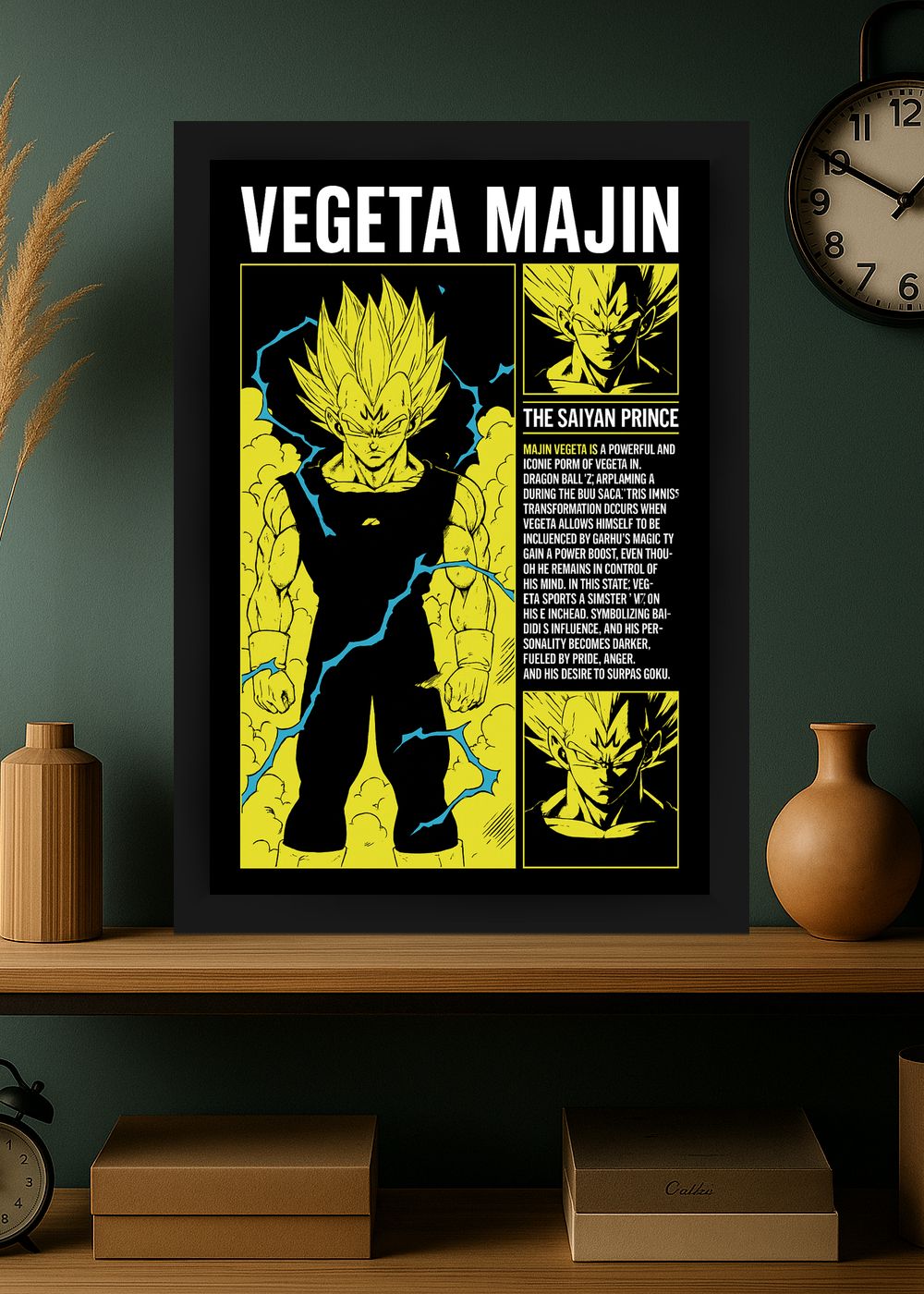 Quadro Decorativo Majin Vegeta o Príncipe Saiyajin Com Vidro