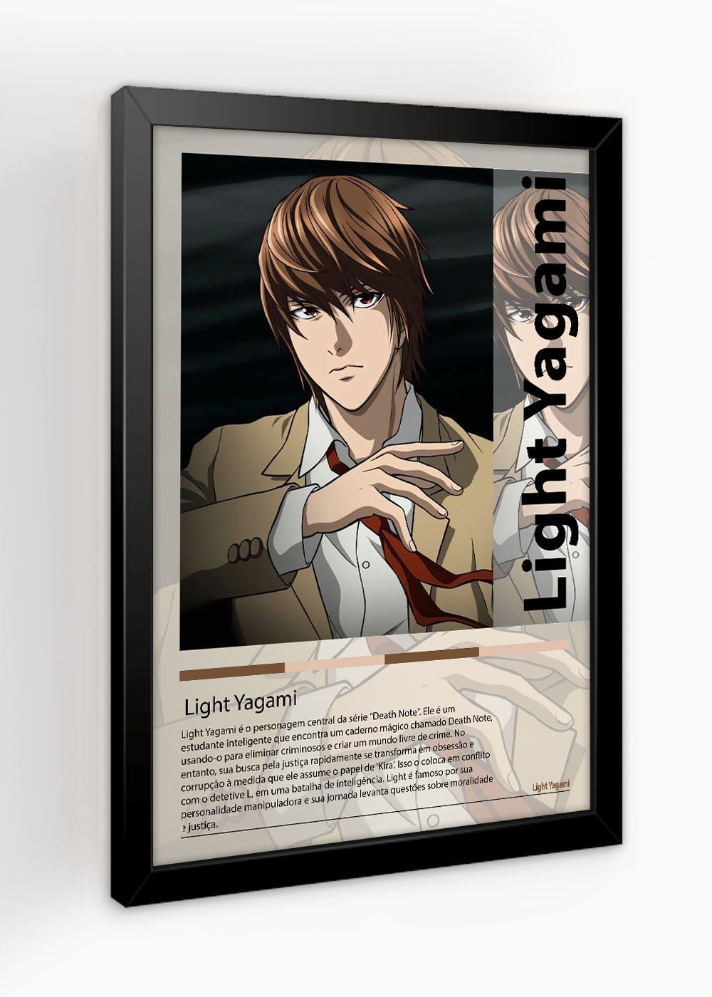 Quadro Decorativo Light Yagami - Death Note - Com vidro