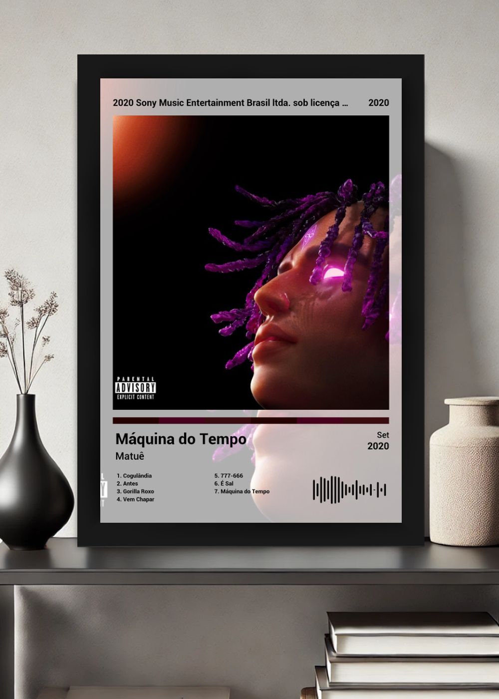 Quadro Decorativo Matuê Máquina do Tempo (Light) Com Vidro