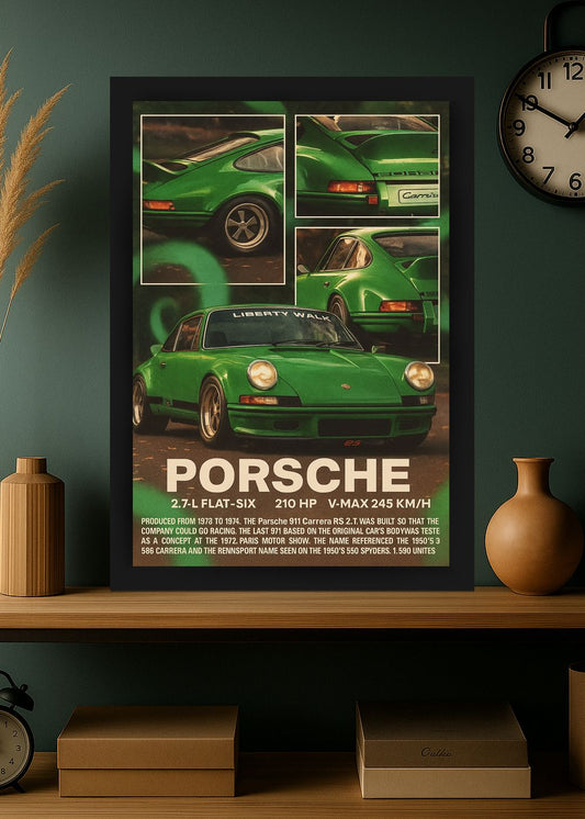 Quadro Com Vidro Porsche 911 Carrera RS com Moldura