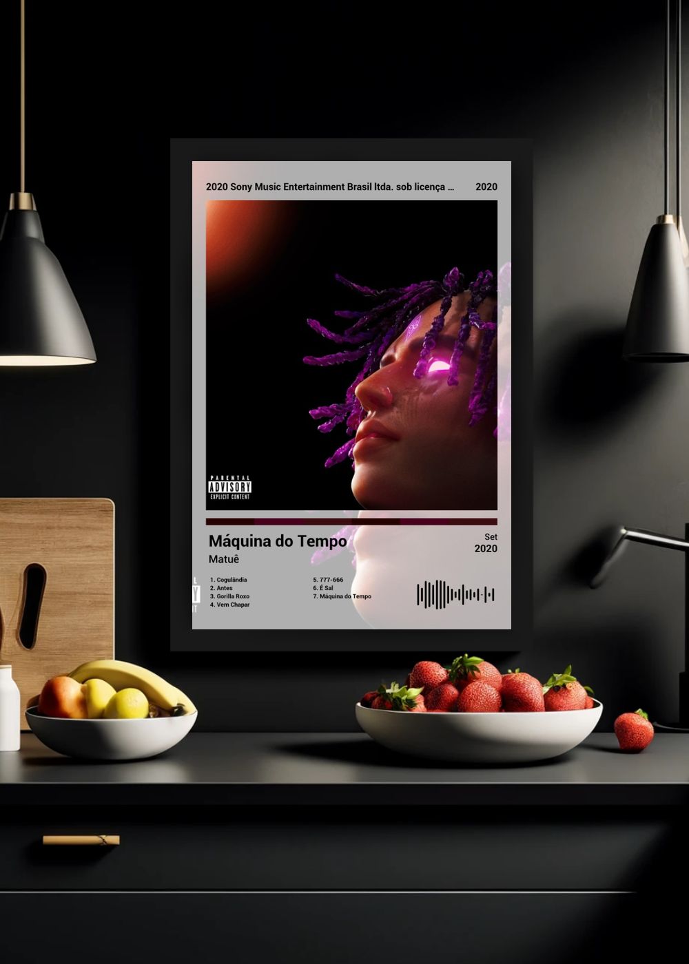 Quadro Decorativo Matuê Máquina do Tempo (Light) Com Vidro