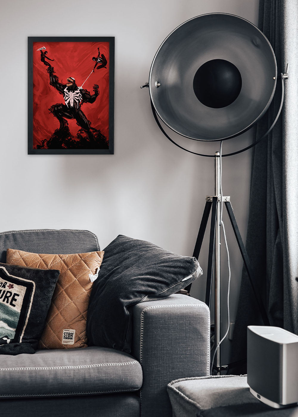Quadro Decorativo Venom x Homens Aranhas - Com vidro
