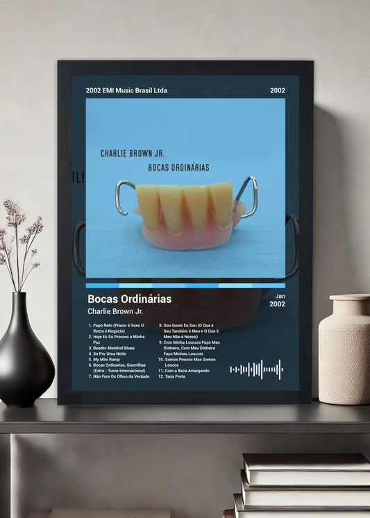 Quadro Charlie Brown Jr. Bocas Ordinárias (Dark) Com Vidro