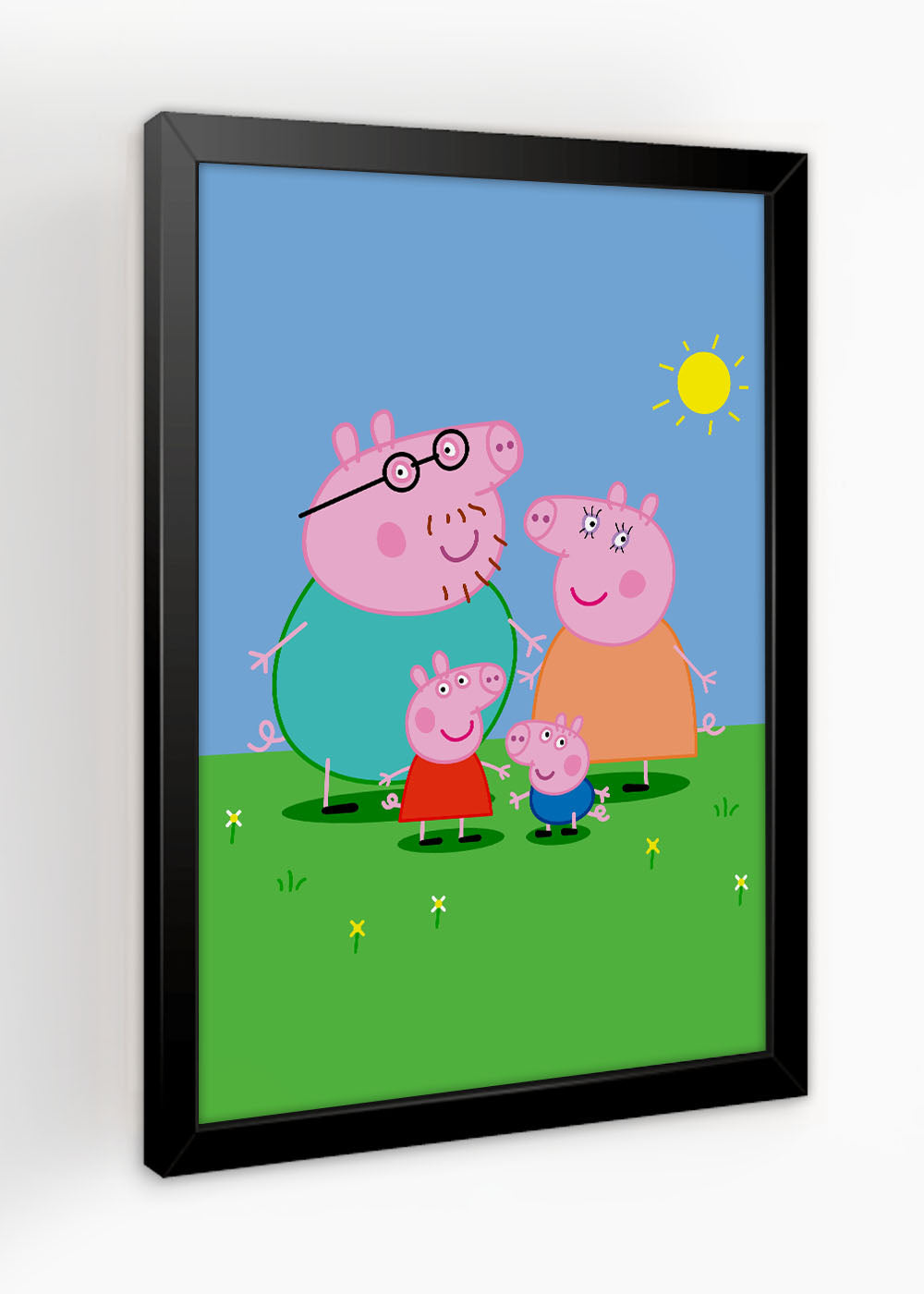 Quadro Decorativo Familia da Peppa pig - Com vidro