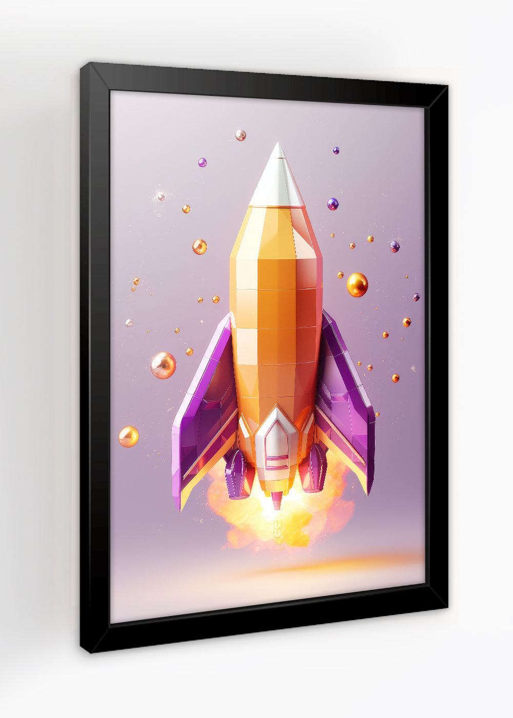 Quadro Foguete artistico levantando voo Abstrata - Com vidro