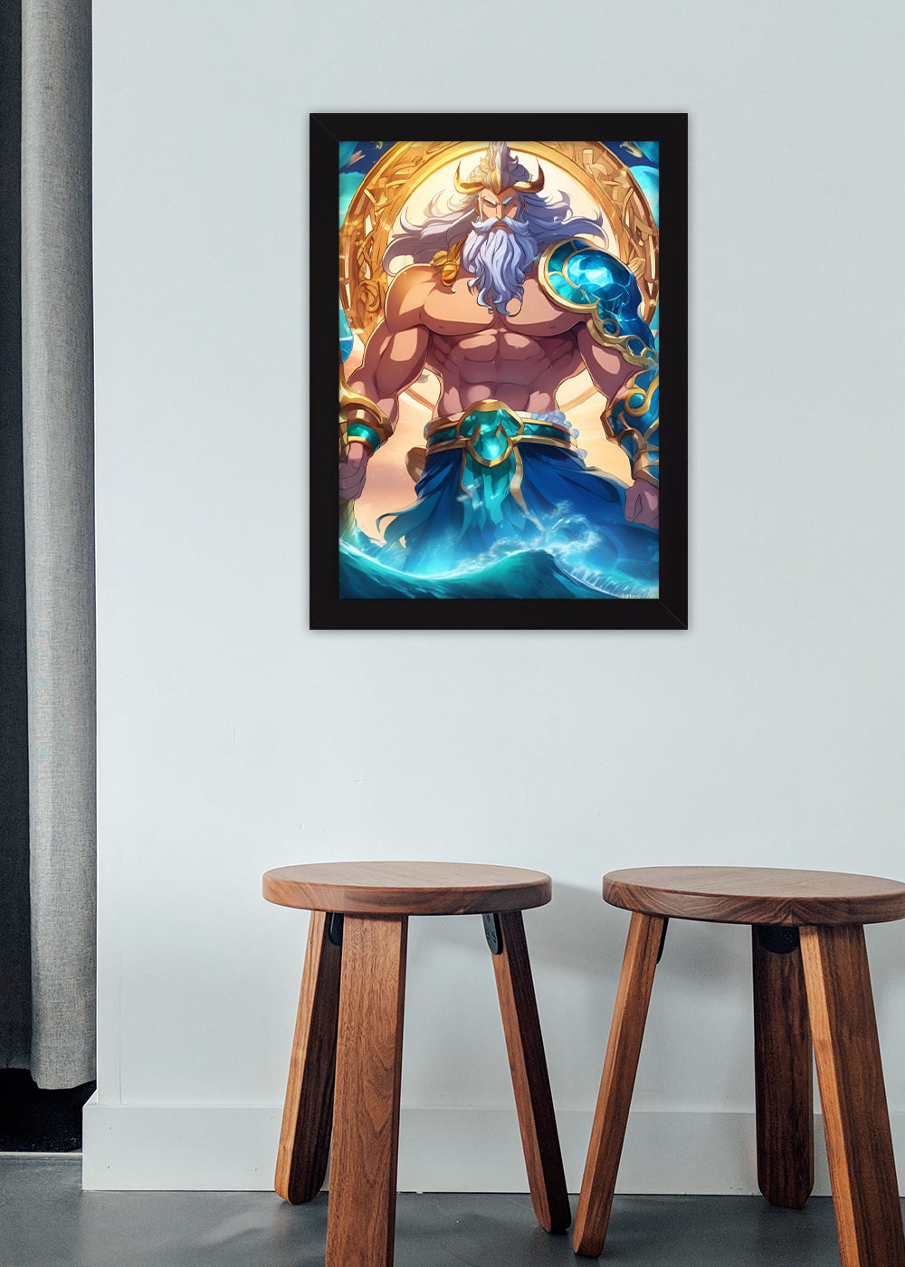 Quadro Poseidon rei do mar - Mitologia Grega - Com vidro