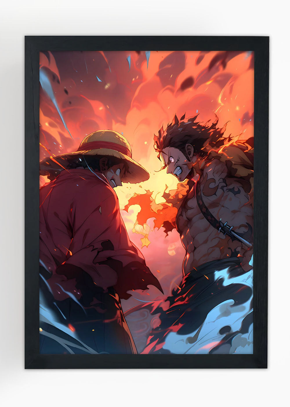 Quadro Decorativo One Piece - Luffy and Ace- Com vidro