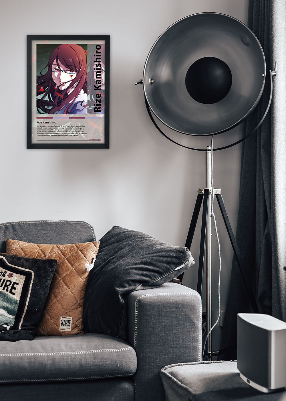 Quadro Decorativo Rize Kamishiro - Tokyo Ghoul - Com vidro