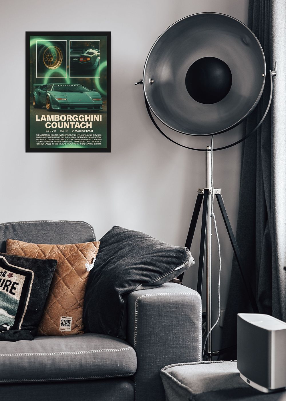 Quadro Com Vidro Lamborghini Countach Liberty com Moldura