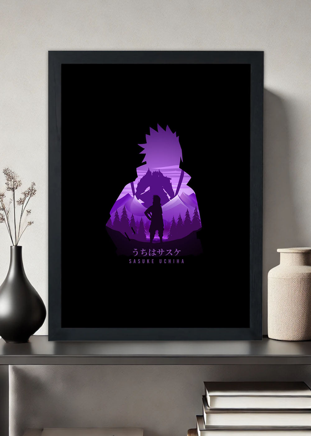 Quadro Decorativo Naruto shippuden Sasuke Uchiha - Com vidro