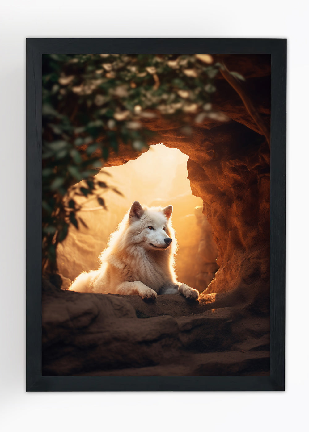 Quadro Decorativo o lobo branco - Animais - Com vidro