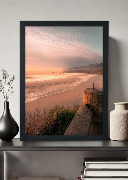 Quadro Decorativo amanhecer na praia - Com vidro