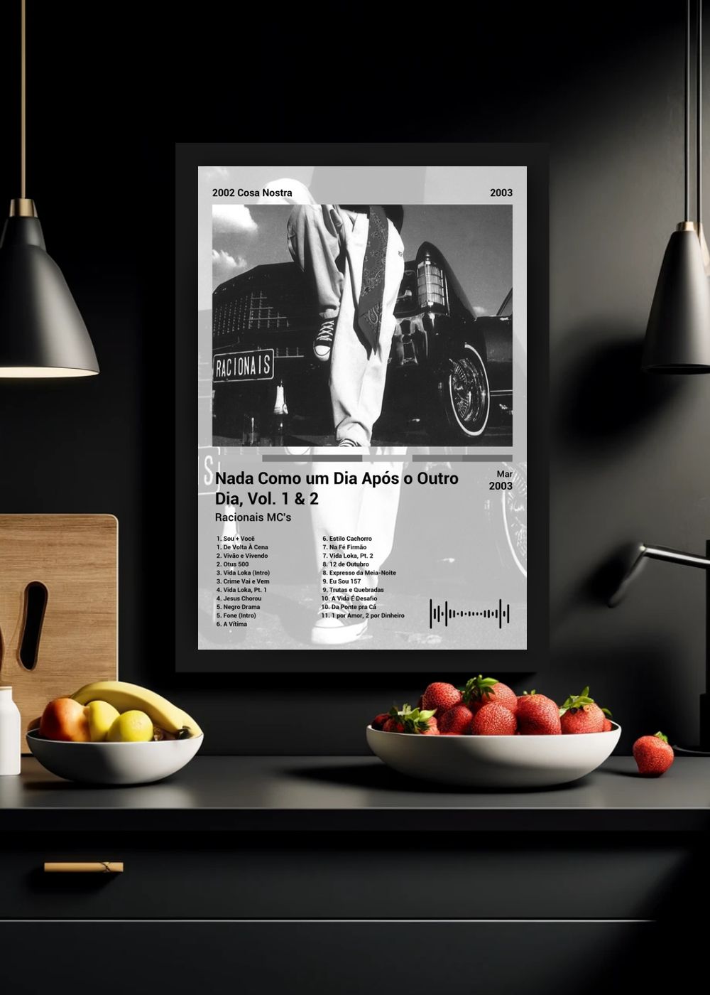 Quadro Racionais MC's Nada Como u... (Black&white) Com Vidro