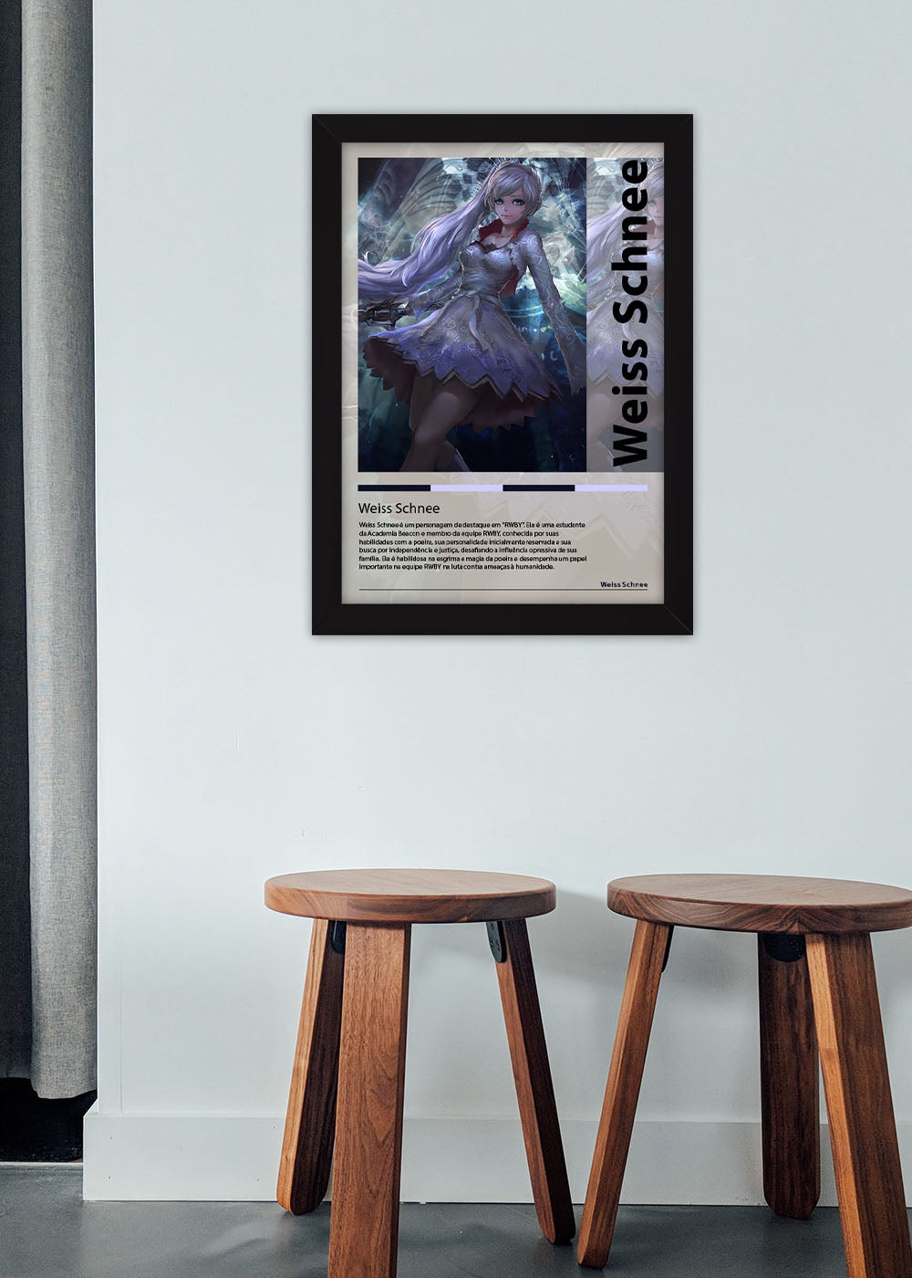 Quadro Decorativo Weiss Schnee - RWBY - Com vidro
