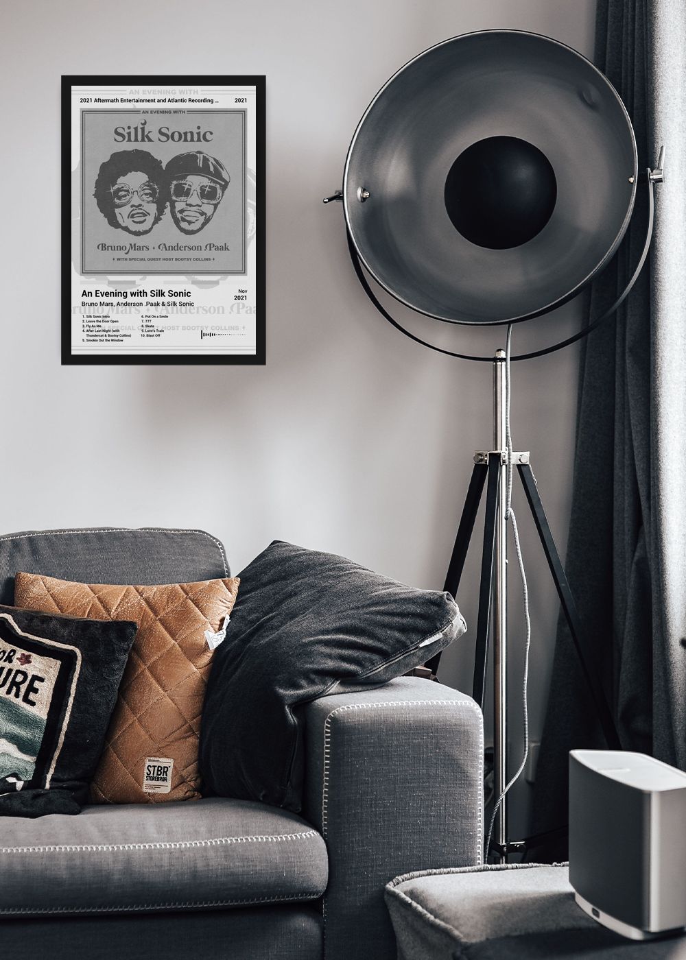 Quadro Bruno Mars An Evening with... (Black&white) Com Vidro