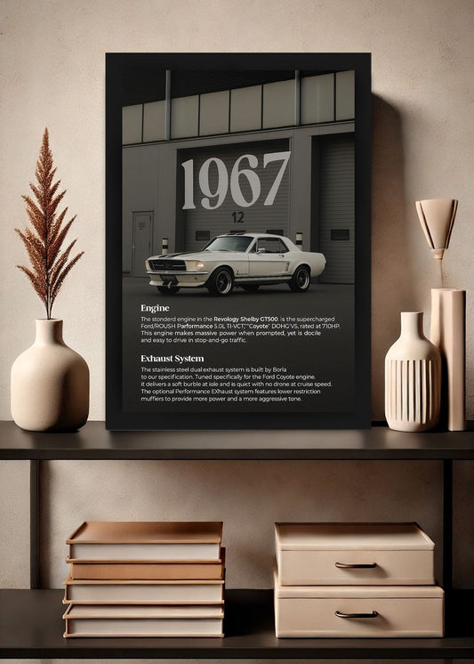 Quadro Mustang Shelby GT500 1967 Com Vidro e Moldura