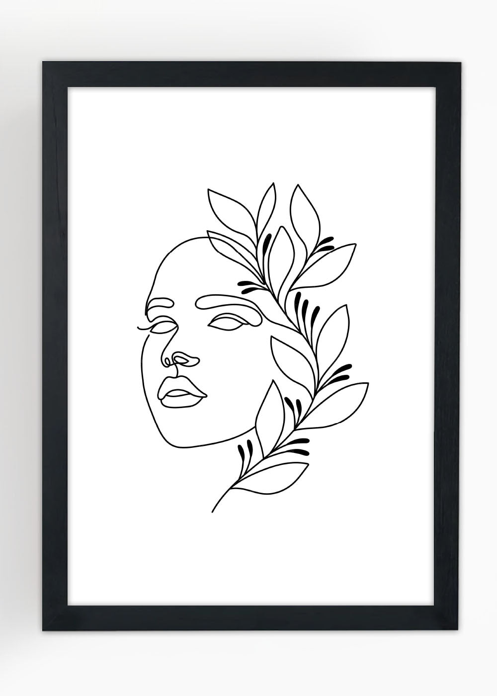 Quadro Decorativo One line Art - Cabelo Floral - Com vidro