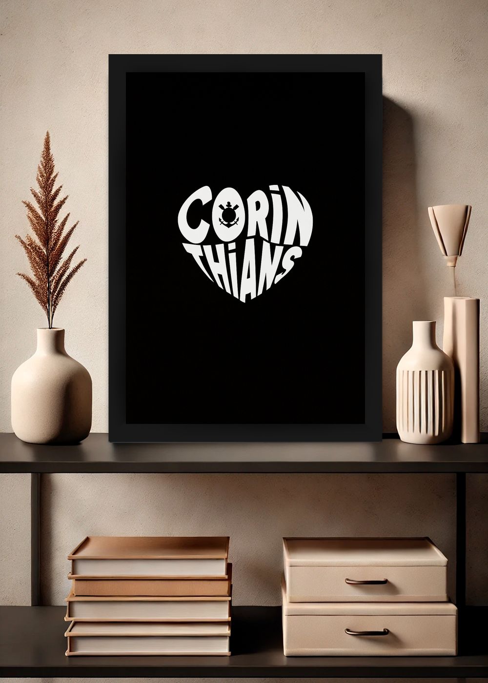 Quadro Com Vidro Corinthians do meu Coração com Moldura