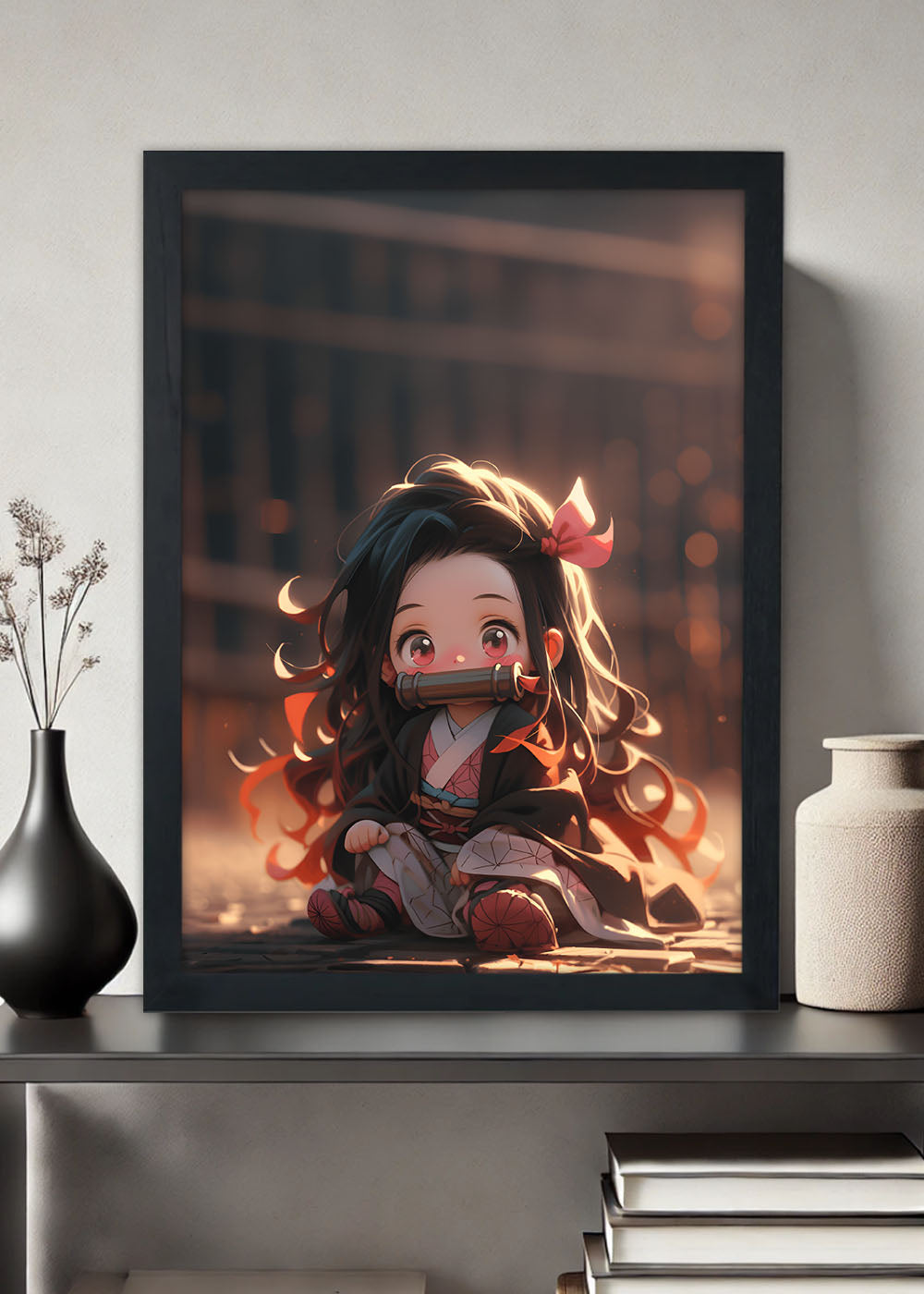 Quadro Decorativo Nezuko pequena - Demon slayer - Com vidro