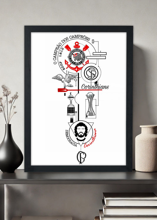 Quadro Decorativo Corinthians Democracia Corinthiana - Com vidro