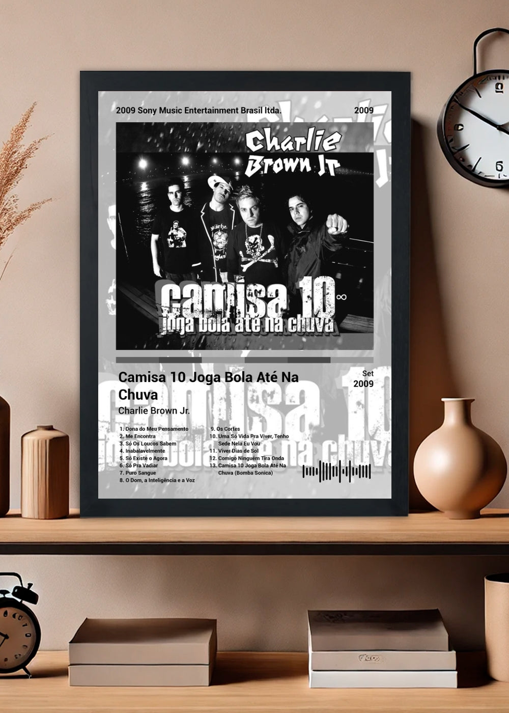 Quadro Charlie Brown Jr. Camisa 1... (Black&white) Com Vidro