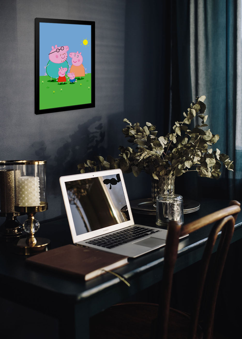 Quadro Decorativo Familia da Peppa pig - Com vidro