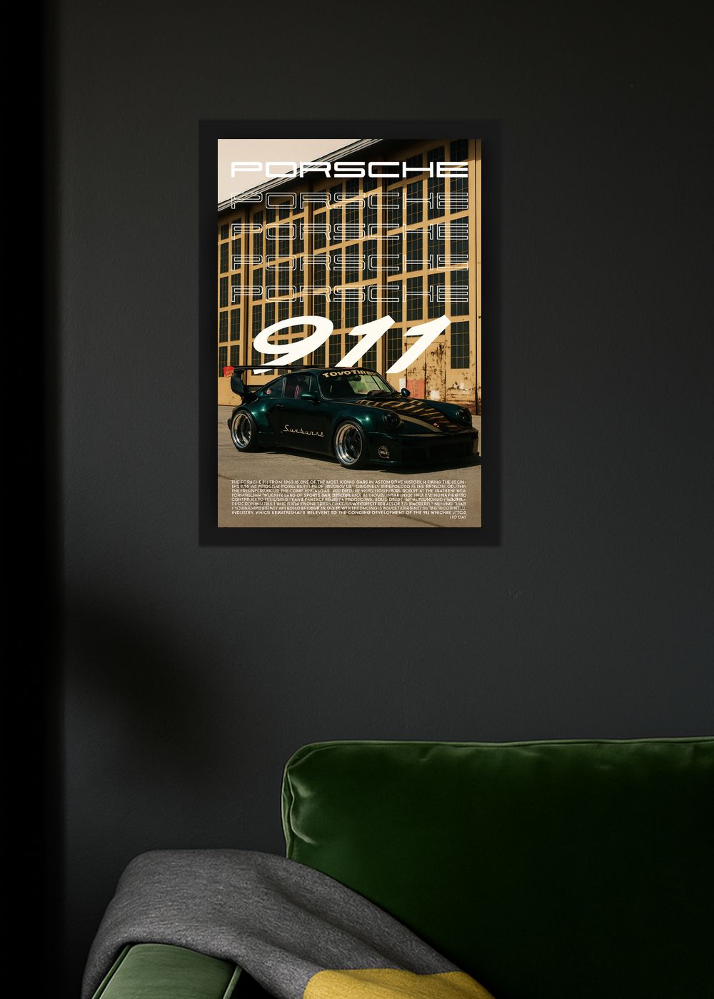 Quadro Decorativo Porsche 911 Sunburst Com Vidro