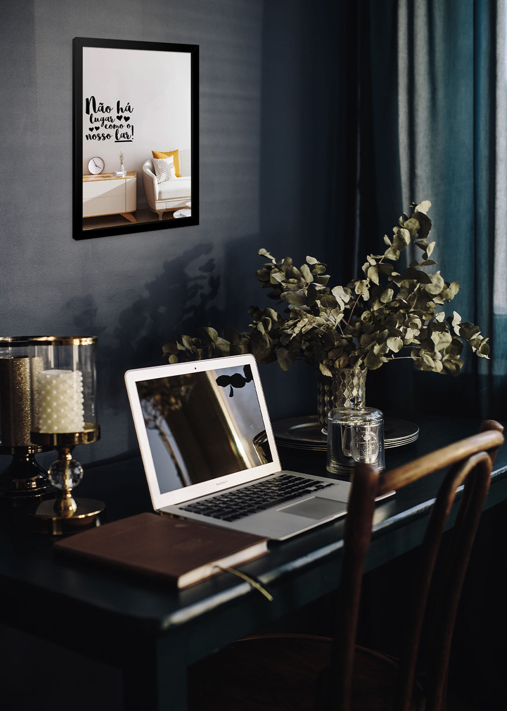 Quadro Decorativo Não ha lugares como o.... - Com vidro