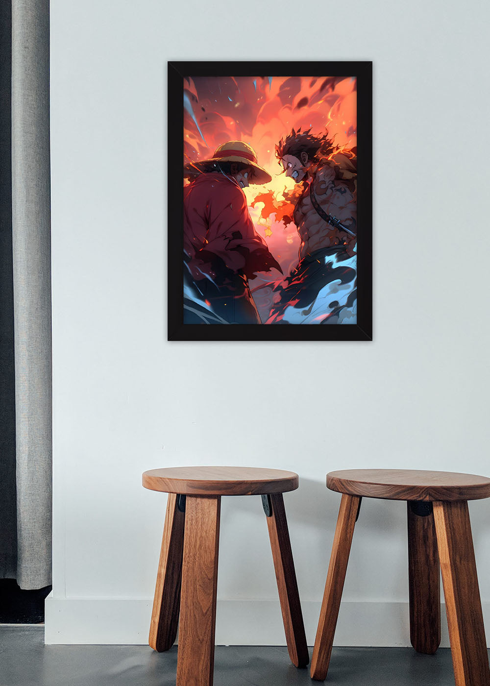 Quadro Decorativo One Piece - Luffy and Ace- Com vidro