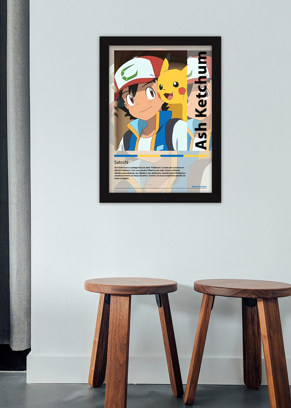 Quadro Decorativo Ash Ketchum - Pokémon - Com vidro