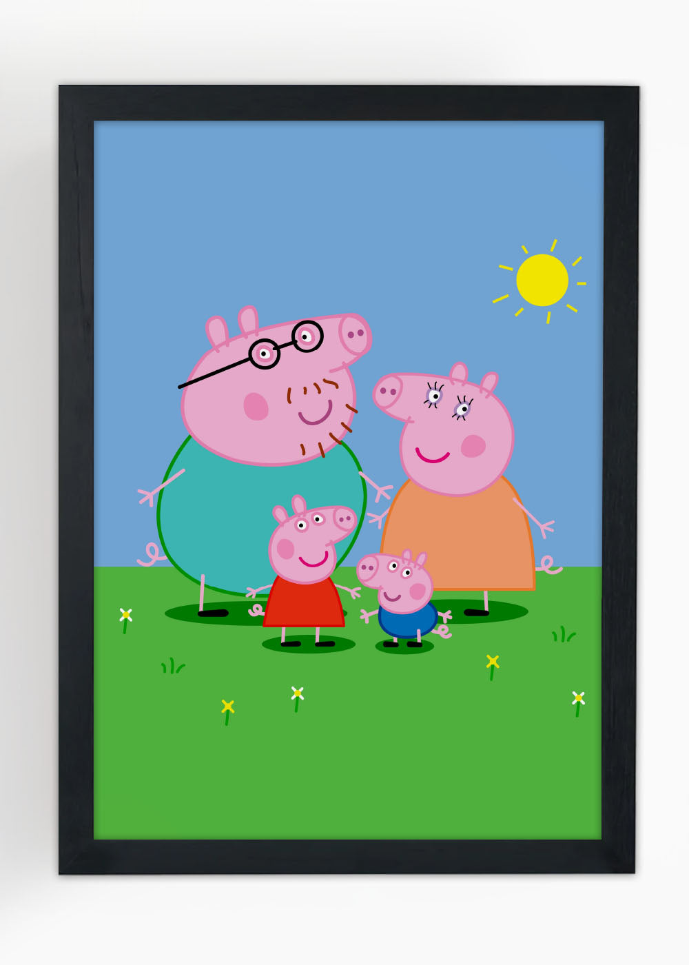 Quadro Decorativo Familia da Peppa pig - Com vidro